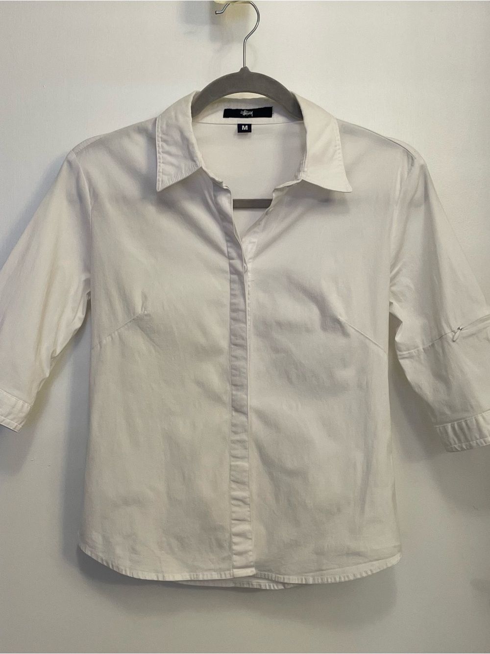 Stussy White Button-Front Collared Women's Shirt